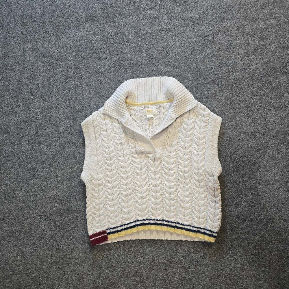Maeve Sweater Womens Size Medium White Vest Cable Knit Sleeveless Casual Capsule